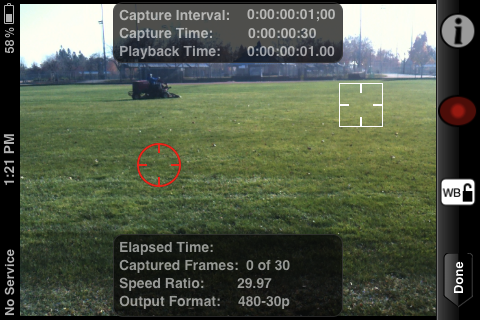 Image of Advanced mode in landscape recording with focus and exposure locks.